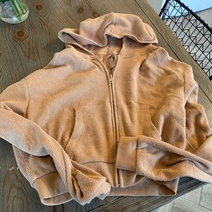 Skims micro waffle cropped zip hoodie, S